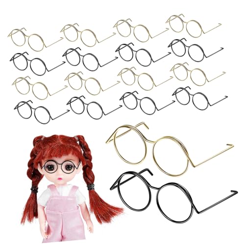 Kisangel 20stücke Miniatur Brillen Für Puppen Metallrahmen Vielseitig Einsetzbar Für Bastelarbeiten Und Fotorequisiten Goldene Und Schwarze Brillen Kleine Für Kreative Köpfe von Kisangel