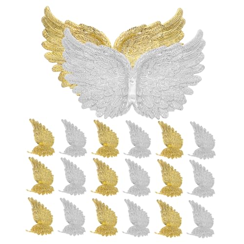Kisangel 24 Stück Engelsflügel-Dekoration Tortenaufleger mit Engelsflügeln Miniflügel Flügelapplikationen Engelsflügel-Verzierung Flügel zum Basteln Wing Craft Charms Flügel basteln Plastik von Kisangel