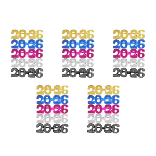 Kisangel 25 Stück 2026 Neujahrsbrillen – Glitzernde Silvester-zahlenbrillen für Abschlussfeiern, Feiertage, Fotoautomaten-requisiten Kisangel 25 Stück 2026 Neujahrsbrillen – Glitzernde Silvester-zahlenbrillen für Abschlussfeiern, Feiertage, Fotoautomaten-requisiten von Kisangel