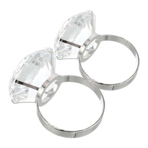 Kisangel 2pcs Braut Engagement Ringe Große Strasshochgitter Imititieren Kristall Strassringe Requisiten Für Hochzeitsveranstaltungen Schmuckzubehör Accessoires von Kisangel