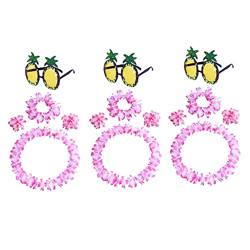 Kisangel 3 Sätze Hawaiianische Blumenkränze und Pinke Ananas Sonnenbrillen Künstliche Blumenhaarband und Armband Tropisches Luau Party Accessoire für Sommerfeste Fotorequisiten und Kisangel 3 Sätze Hawaiianische Blumenkränze und Pinke Ananas Sonnenbrillen Künstliche Blumenhaarband und Armband Tropisches Luau Party Accessoire für Sommerfeste Fotorequisiten und von Kisangel