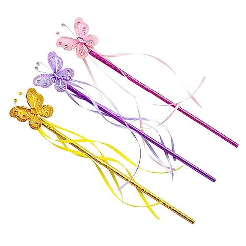 Kisangel 3 Stück Teiliges Feenstab mit Schmetterlingsdesign Buntes Cosplay Zubehör für Mädchen für Kostümpartys Geburtstagsfeiern Bühnenauftritte und Fantasievolles von Kisangel