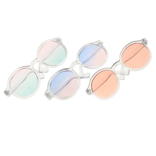 Kisangel 3 Stück Zubehör Für Puppenbrillen Puppen Mini-Brille Miniaturpuppenbrille Runde Miniatur-puppenbrille Puppe Minibrille Für Puppe Minipuppenbrille Welpenkostüme Plastik von Kisangel