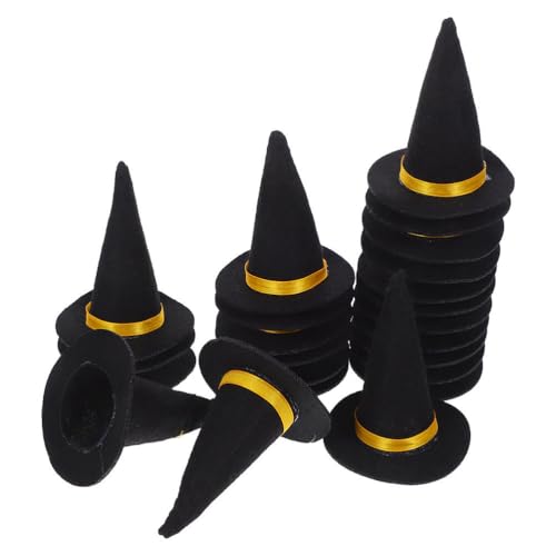 Kisangel 30 Mini-Partyhüte: Mini-Hexenhüte für Halloween-Dekorationen – Flaschenaufsätze aus Filz für Party-Rollenspiele, Maskeraden und DIY-Bastelprojekte von Kisangel
