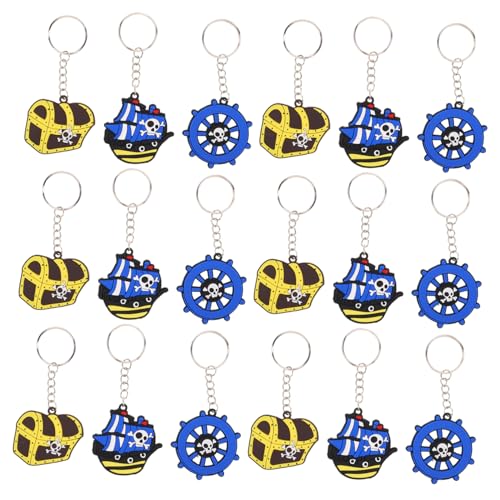 Kisangel 30 Stück Schlüsselanhänger Mit Piraten Party Geschenken Kindergeburtstagsdekorationen Schlüsselring Schatztruhen Charm Anhänger Für Taschenfüller Jungen Rucksack von Kisangel
