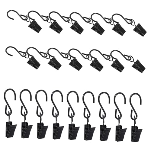 Kisangel 30 Stück Schnur Party-lichtaufhänger Weihnachten Im Freien Clips Mit Haken Wetterfest Gardinenclips Gardinenklammern Mit Ringen Bekleidungsbügel Eisen Black von Kisangel