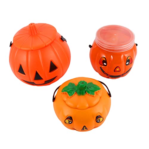 Kisangel 3Stücke Leuchtender Kürbiseimer Für Halloween Süßigkeitenschale Kürbisform Für Dekoration Für Halloween Partys Und Süßes Oder Saures Aktivitäten von Kisangel
