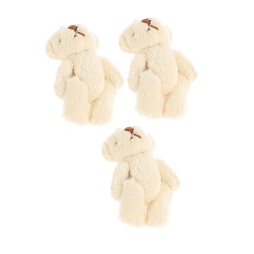 Kisangel 3Stücke Mini DIY Plüschbär Puppen Große Ornamente Cremefarben Für Kleidungsdekor Und Kreative Bastelprojekte Weiche Materialien Dekoration von Kisangel