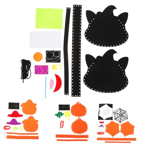 Kisangel 4 Sätze Halloween Süßigkeitenbeutel aus Vliesstoff DIY Party Geschenktüten mit Niedlichen Motiven Geist Katze Kürbis Spinne Wiederverwendbar als Treat Bag für Familienspaß von Kisangel