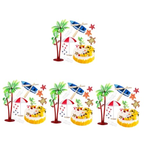 Kisangel 4 Sätze Kuchendekorationsverzierungen Hochzeit Topper Party Einrichtung Mit Strandmotiven Baum Dekorationen Miniatur-strandkorb-ornament Kuchenverzierung Glas 10 Stück * 4 von Kisangel