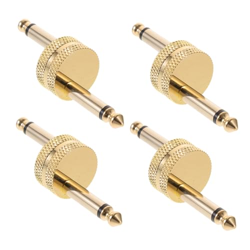 Kisangel 4 Stück Audio-Adapter Gitarrenpedal Zubehör Steckeradapter Pedaladapter Kupplungen für Gitarreneffektpedale Pedalboard-Anschlüsse Gitarrenadapter Pedalkoppler Metall Golden von Kisangel