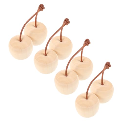 Kisangel 4 Stück Holzfruchtschmuck Hängedekoration Hängende Wanddekoration Wohnkultur Ornamente Dekorationen Holzhandwerk zum Bemalen Kirschdekor handgefertigte Handwerksdekoration von Kisangel