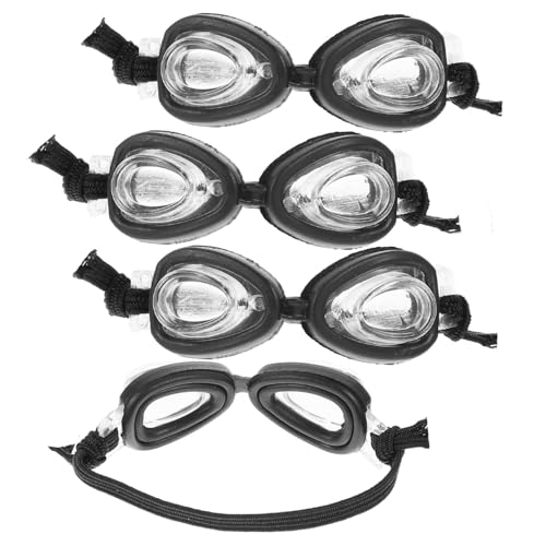Kisangel 4 Stück Mini-Schwimmbrille Puppe Brille Puppenkostüm Brille Puppenkostüm-Brille Zubehör Für Puppenkostüme Puppenbrille Brille Für Puppe Winzige Brille Plastik Black von Kisangel