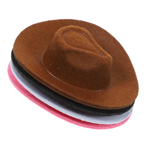 Kisangel 4 Stück Mini-cowboyhut Puppenhüte Selber Machen Mini-Hut Hut Für Puppen Kleine Hüte Für Party Mini-Miniatur-Hut Miniatur-puppenhut Zarte Kleine Hüte Hut Für Minihauspuppe Vlies von Kisangel