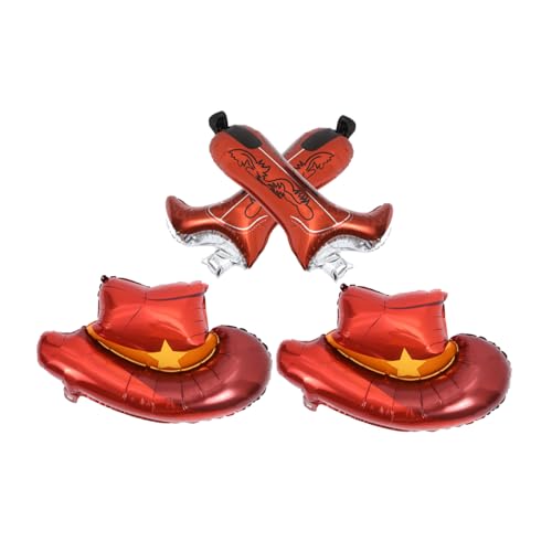 Kisangel 4 Stück Teiliges Cowboy Folienballon Western Party Dekoration mit Cowboyhut und Cowboystiefel Aluminiumfolie Luftballons für Geburtstag Fotorequisiten und Raumdekoration von Kisangel