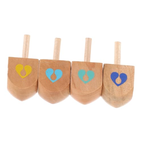 Kisangel 4 Stück Teiliges Hanukkah Holzspielzeug Natürliche Kinderkreisel aus Unbehandeltem Holz Sicher und Vielseitig für Familien Schul und Outdoor Aktivitäten Fördert Konzentration und von Kisangel