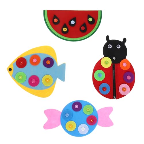 Kisangel 4-Teiliges Montessori-Beschäftigungsbrett Lernspielzeug Mit Knopfreißverschluss Sensorisches Knopfbrett Für DIY-Aktivitäten Zum Anziehen Lernen von Kisangel