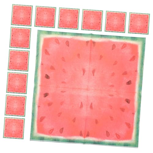 Kisangel 40 Stück Partytischservietten Wassermelonen-Servietten lustig Dessert-Serviette Wassermelonen-Partyzubehör Party-Servietten-Dekore dekorative Feiertagsservietten Papier rot von Kisangel