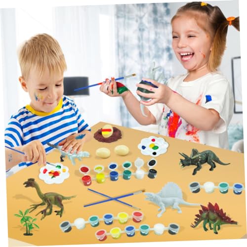 Kisangel 41 Stück Modellieren von Kunststoff Kinderspielzeug Dinosaurierspielzeug für Jungen DIY Dinosaurier Modell DIY-Graffiti-Zubehör plastische Modellierung Plastik Bunt von Kisangel