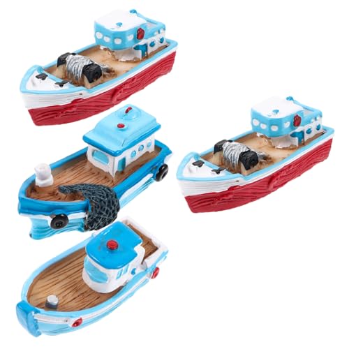 Kisangel 4Stücke Fischerboot Modelle Aus Resin Mediterrane Tischdekoration Zufälliger Stil Für Zuhause Büro Und An Freunde Und Familie von Kisangel