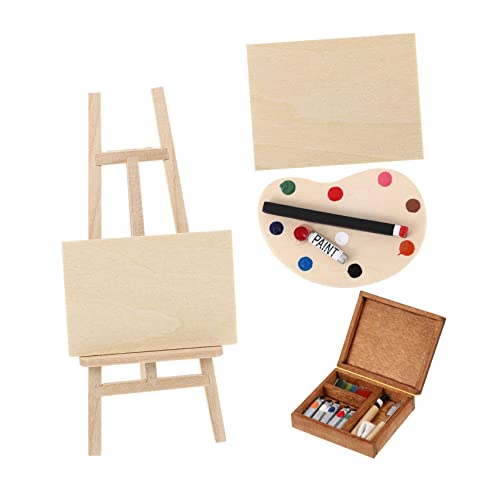 Kisangel 4Stücke Hausmöbel Set Teiliges Malwerkzeug mit Staffelei Zeichenbrett Palette und Farbbox für Puppenhaus Dekoration und Kreative Szenen für Bildung und Kisangel 4Stücke Hausmöbel Set Teiliges Malwerkzeug mit Staffelei Zeichenbrett Palette und Farbbox für Puppenhaus Dekoration und Kreative Szenen für Bildung und von Kisangel