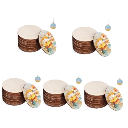 Kisangel 5 Sätze Holzspäne Selber Machen Wohnkultur Runden Rundes Scheibenornament Kreise Loggen Platten Holzausschnitte Zum Basteln Holzscheiben Pappel 20 Stück * 5 von Kisangel