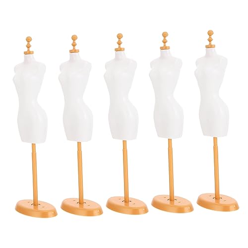 Kisangel 5 Stück Puppenständer einstellbar Perückenkopfständer mit Schaufensterpuppenkopf Steht Puppenkleiderständer Mini -Schaufensterpuppe Stand Mini-Mannequin-Unterstützung Plastik Weiß von Kisangel