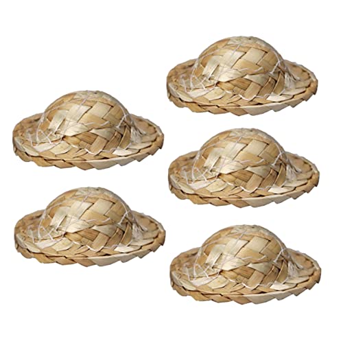Kisangel 5 Stück Taschenstrohhutmodell Mini-Craft-hüte Mini-strohhüte Zum Basteln Mini-hüte Dekorationen Mini-puppenhüte Miniatur-puppenhüte Miniatur -strohhüte Kleiner Bastelhut Gras Khaki von Kisangel