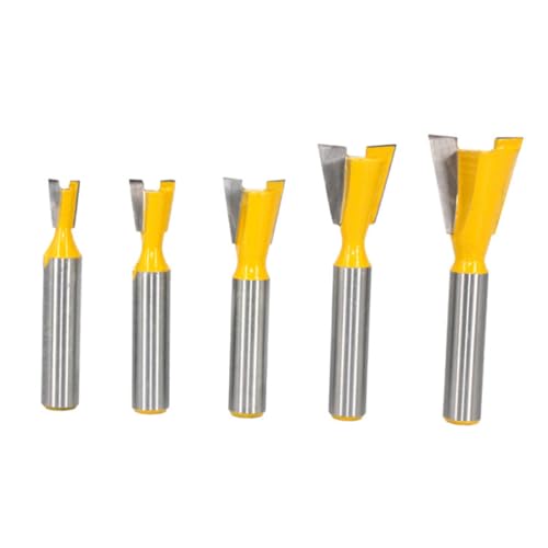 Kisangel 5 Stück Teiliges Dovetail Fräser aus Hartmetall Abriebfeste Trimmer Bits für Präzise Zinkenverbindungen Geeignet für MDF Spanplatten Plywood Scharfe Klingen ohne Grat Langlebig von Kisangel