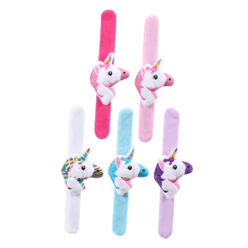 Kisangel 5 Stück Teiliges Plüsch Einhorn Schnapparmband Weiche Kuschelarmbänder in Gemischten Farben Leichte Tiermotiv Armbänder als Partygeschenk für Kindergeburtstage und Festtagsfeiern von Kisangel