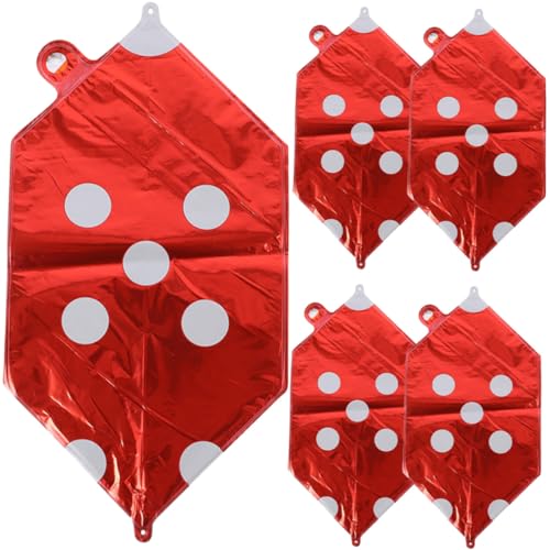 Kisangel 5 Stück Teiliges Würfel Aluminiumfolie Ballons Deko Würfelform Rote Party Dekoration für Themengeburtstag Spielabend von Kisangel