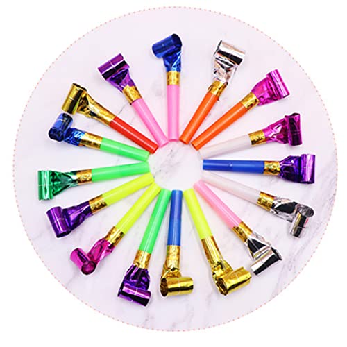 Kisangel 50 Stück Kinderpfeife Lärmhersteller -Gebläse pfeifen Gastgeschenke Partyhörner und Gebläse für pfeift Party zum Geburtstag Zufällige Farbe von Kisangel