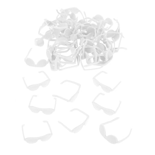 Kisangel 50 Stück Puppenbrille Miniatur für realistisch modische Brillendekore Puppe Requisiten stylische Puppensonnenbrille -Brillen-Requisiten Plastik Weiß von Kisangel