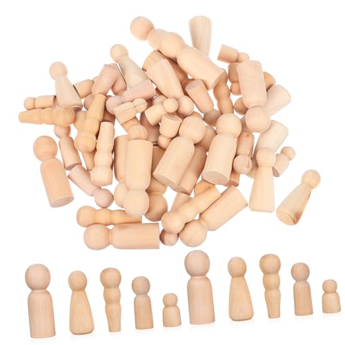 Kisangel 50 Stück Unvollendete Holzfiguren Peg Dolls zum Bemalen DIY Holzpuppen mit Glatter Oberfläche für Kreative Bastelprojekte und Individuelle Dekoration Zuhause von Kisangel