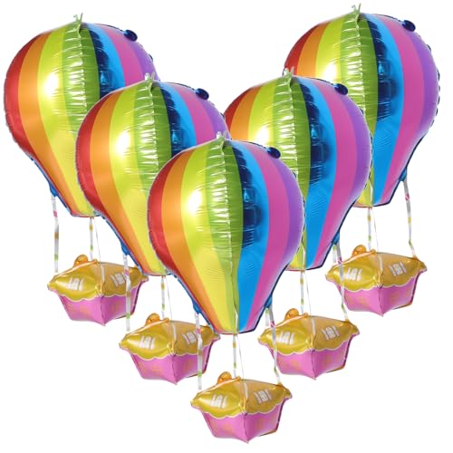 Kisangel 5Stücke Heißluftballon Aus Aluminiumfolie Dekorative Luftballons Für Geburtstagsfeiern Strapazierfähiges Partyzubehör Für Einzigartige Dekorationen Für Familienfeiern von Kisangel