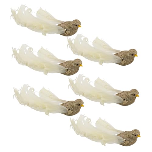 Kisangel 6 Stück Künstlicher Federvogel Dekorative Vögel Künstliche Vogeldekoration Vögel Zum Anklipsen Zur Dekoration Künstliche Vögel Realistisch Vögel Zum Basteln Golden Künstliche Feder von Kisangel