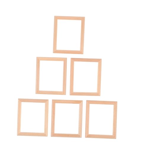 Kisangel 6 Stück Puppenhaus Miniatur Holz Bilderrahmen Dekorative für DIY Fotoprojekte und Puppenhaus Zubehör für Kreative Layouts und Miniaturwelten von Kisangel