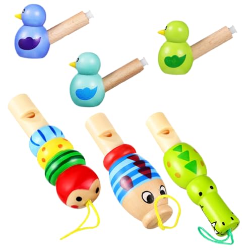 Kisangel 6 Stück Teiliges Holz PVC Tierpfeifen Leicht Tragbar Lustig Kindergeburtstag Mitgebsel Partyspaß Geschenk für Jungen Mädchen von Kisangel