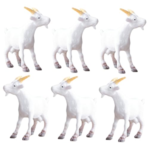 Kisangel 6 Stück Teiliges Kleine Ziegenfiguren aus PVC Detailgetreue Mini ziegen Skulpturen für Tischdekoration DIY Landschaft Realistische Bauernhof tierornamente Dekorative Ziegenfiguren von Kisangel