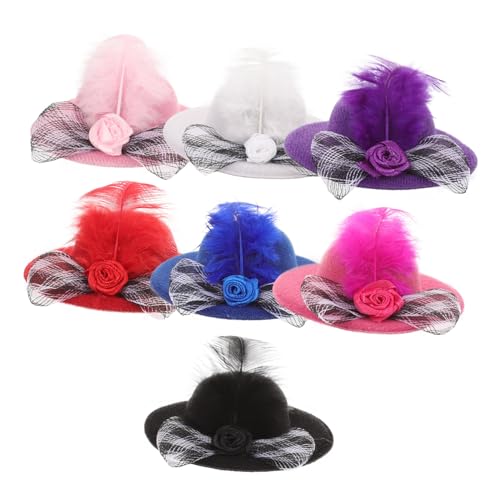 Kisangel 6 Stück kleine Hüte zum Basteln Miniaturhüte zum Basteln Kostüm Prinzessin schnell Tea-Party-Hüte Puppenaccessoires Puppenhut kleine Hüte für Puppen Mini-Hut Mini-Hüte Polyester von Kisangel