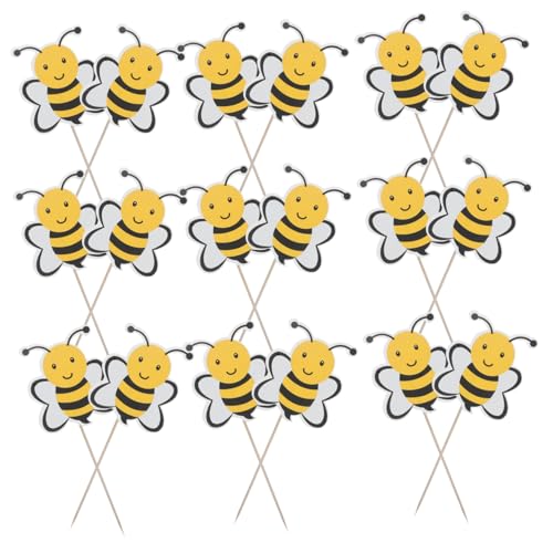 Kisangel 72 Stück Teiliges Bee Cupcake Toppers Niedliche Honigbiene Tortendeko Leichte Einweg Cake Picks für Kindergeburtstag Shower Vielseitige Party Dessertdekoration von Kisangel
