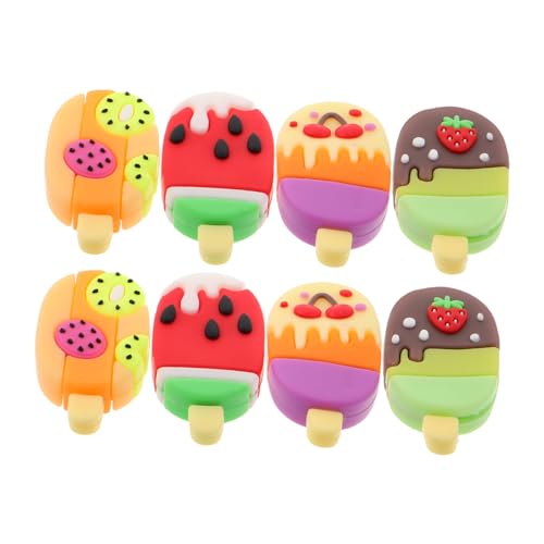 Kisangel 8 Stück Bunte Teilig Eiscreme Radiergummis Klassenzimmer Schreibwaren Fruchtiges Popsicle Design Party Mitgebsel Belohnung für Mädchen Jungen von Kisangel