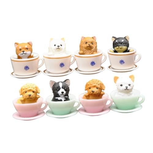 Kisangel 8 Stück Katzen Und Hundepuppen Dekorationen Heimdekoration Realistisches Kätzchen Hund In Tasse Realistische Lustige Katzenfigur Winzige Hunde Und Katzenfiguren Katze von Kisangel