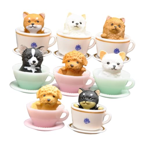 Kisangel 8 Stück Teiliges Mini Katzen Hundefiguren Realistische Kätzchen Welpenornamente Kleine Haustierfiguren für Wohnkultur Puppenhausdeko und Partyaccessoires Platzierbar und Langlebig von Kisangel