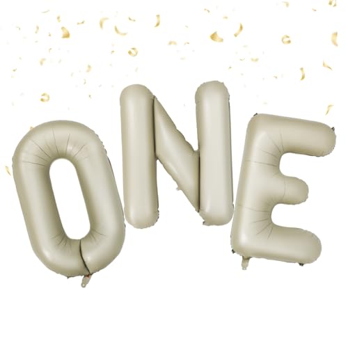 Kisangel Cremeweiße Große Buchstaben Deko Geburtstagsballons Pastell Luftballons Für Geburtstagsparty Zahlenballon Buchstaben Wortballons 1 Für 1 Geburtstag Aluminiumfolie Beige von Kisangel