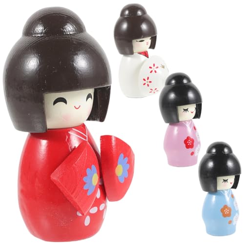 Kisangel Entzückende Japanische Kimono-Puppen 4 Stück Miniatur-holzfiguren Für Tischdekoration Kisangel Entzückende Japanische Kimono-Puppen 4 Stück Miniatur-holzfiguren Für Tischdekoration von Kisangel