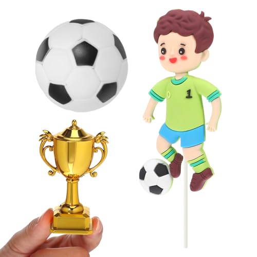 Kisangel Fußball-Kuchenaufsatz-Set: 3-Teiliges Fußball- Für Kindergeburtstage – Lebendige Kuchendekorationen Aus Kunststoff Und Silikon von Kisangel