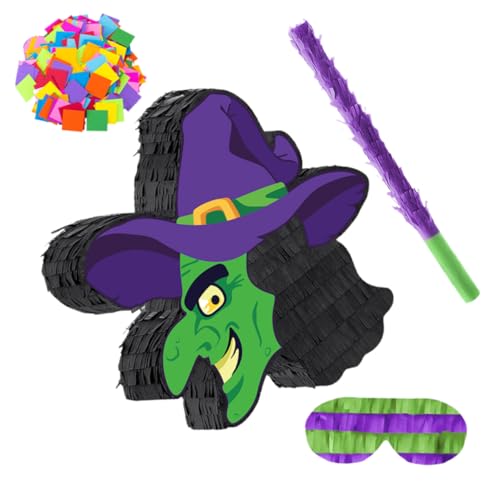Kisangel Halloween Hexen-piñata mit und Augenbinde Konfetti Robuste Papier-piñata mit Aufhängevorrichtung für Interaktives Partyspiel und Vielseitige Halloween-dekoration von Kisangel
