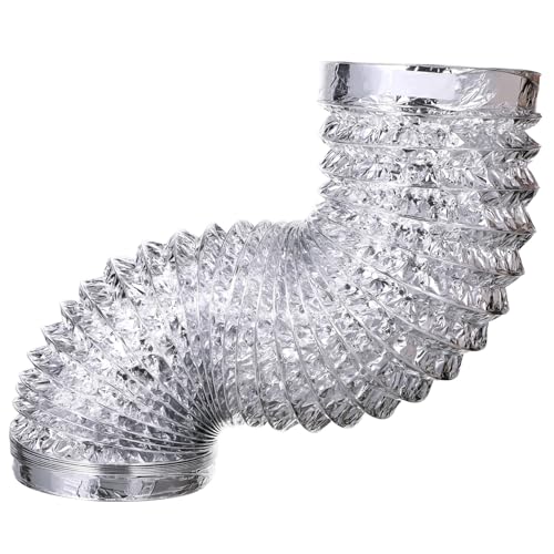Kisangel Hochtemperaturbeständiger Aluminium flexschlauch Durchmesser Dicker Doppellagiger Abluftschlauch für Lüftungssysteme Flexibel Feuerfest Geeignet für Hvac Küchen Badezimmer von Kisangel