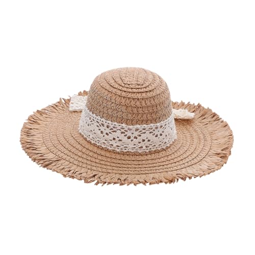 Kisangel Mini-strohhüte Aus Stroh Kleiner Puppenhut Mit Spitzenband Deko-zubehör Für Basteln DIY-Puppen Party-Dekorationen von Kisangel